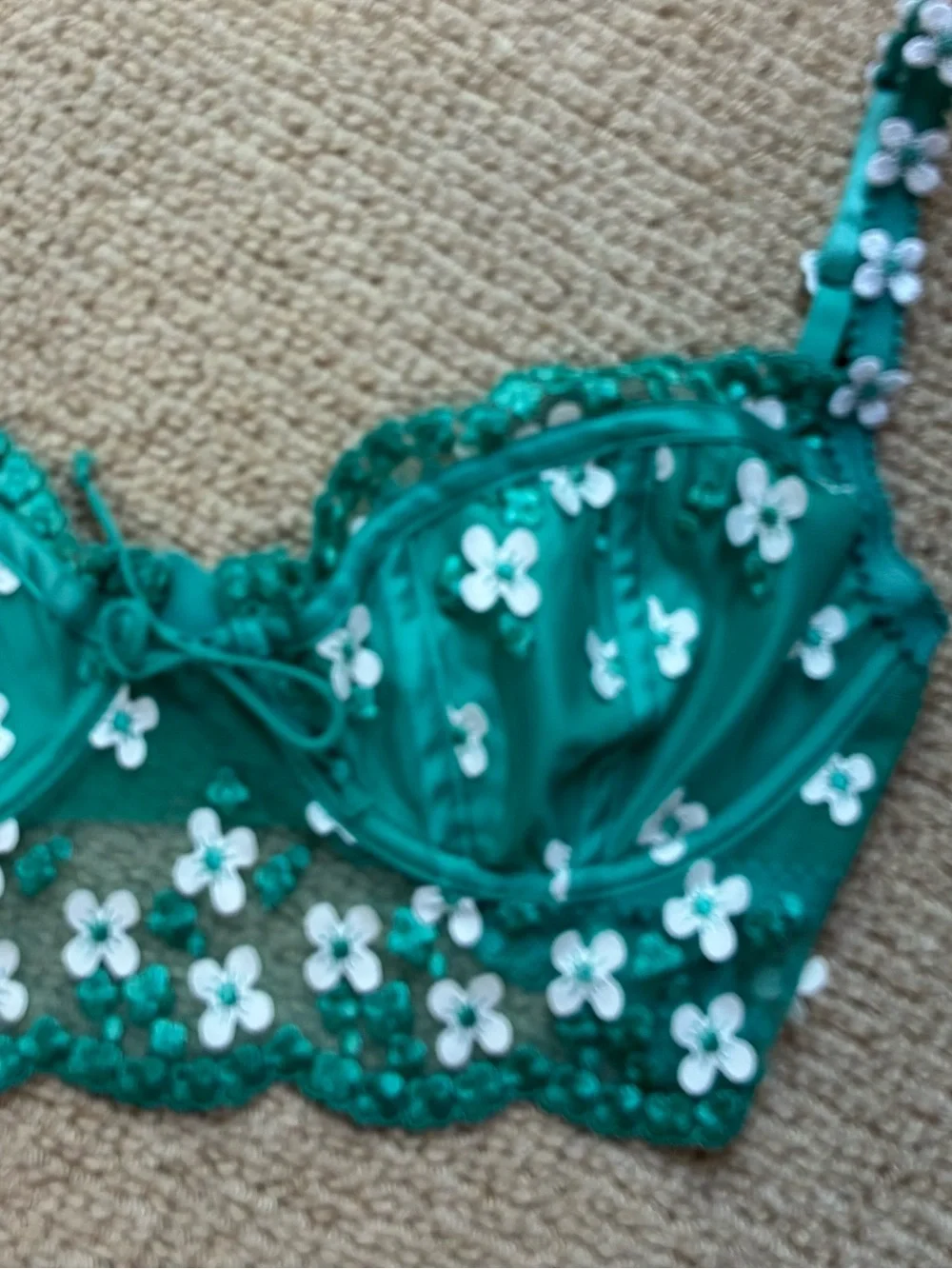 For Love & Lemons Floral Lace Longline Bralette top - Picture 3 of 6